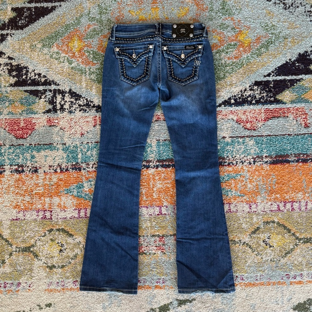Miss Me Rhinestone Flap Pocket Embroidered Bootcut Jeans - Picture 3 of 12